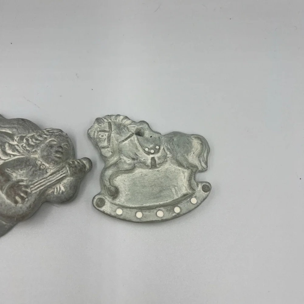 Isabel‎ Bloom Christmas Ornaments Vintage Set of 3 Signed Angel Wreath Horse